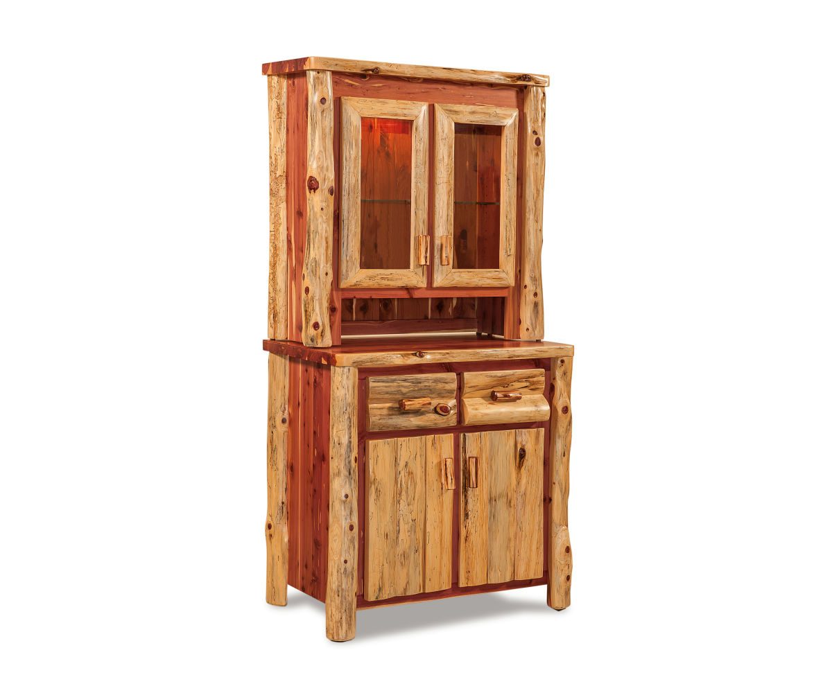 Small Kitchen Hutch with Touch Light Black Carriage Furniture