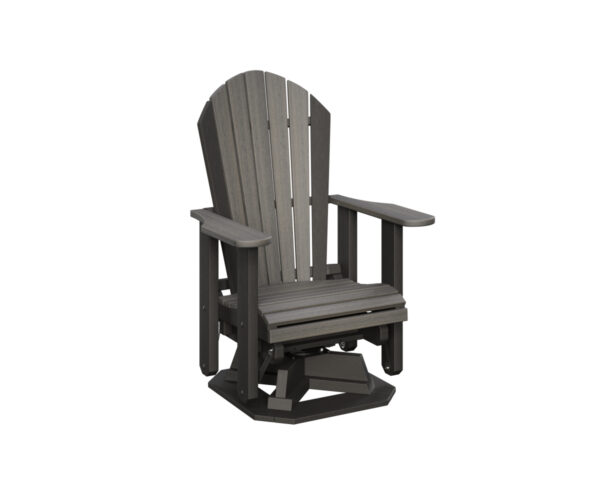 Adirondack Swivel Glider-Poly-Black-Coastal Grey Wood Grain