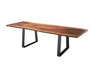 Walnut Bookmatch Dining Table - Metro Base
