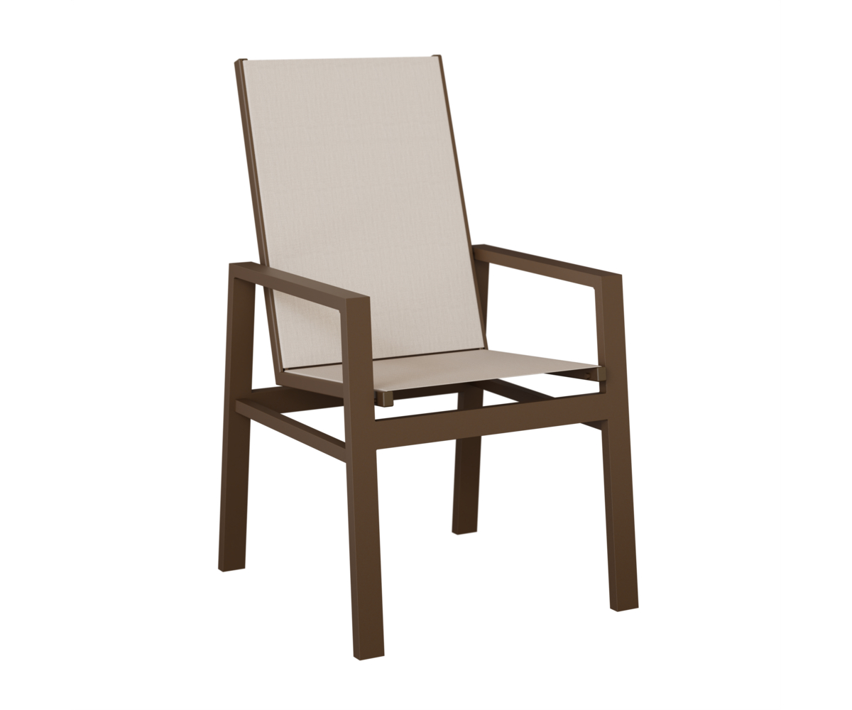 High Back Sling Chair Dining Height Mesquite Wood Vein Augustine Oyster None