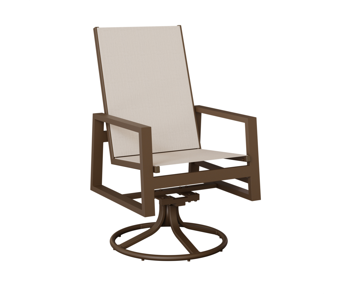 High Back Sling Swivel Rocker Dining Height Mesquite Wood Vein Augustine Oyster None