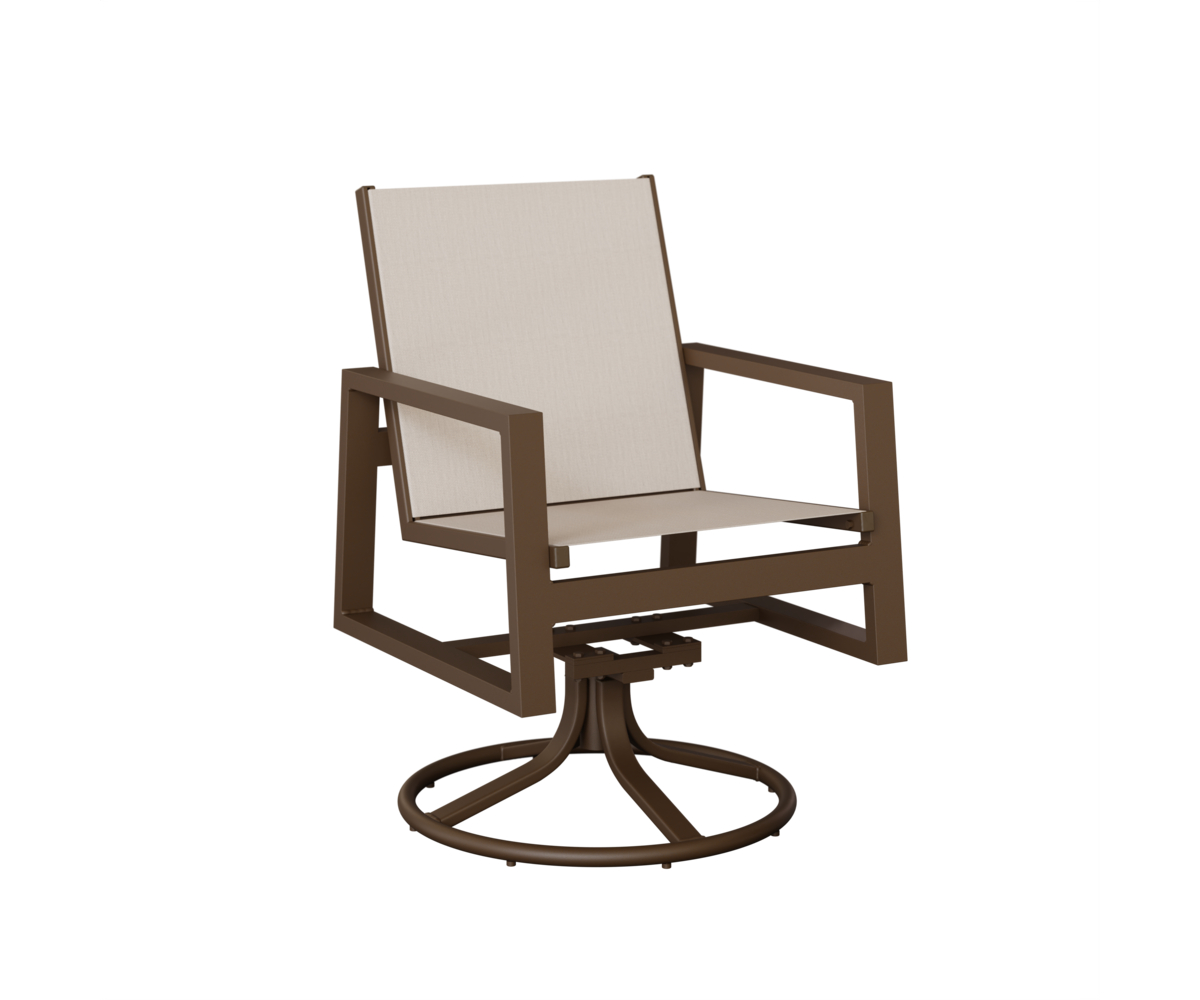 Vida Sling Low Back Swivel Rocker Dining Height Mesquite Wood Vein Augustine Oyster None
