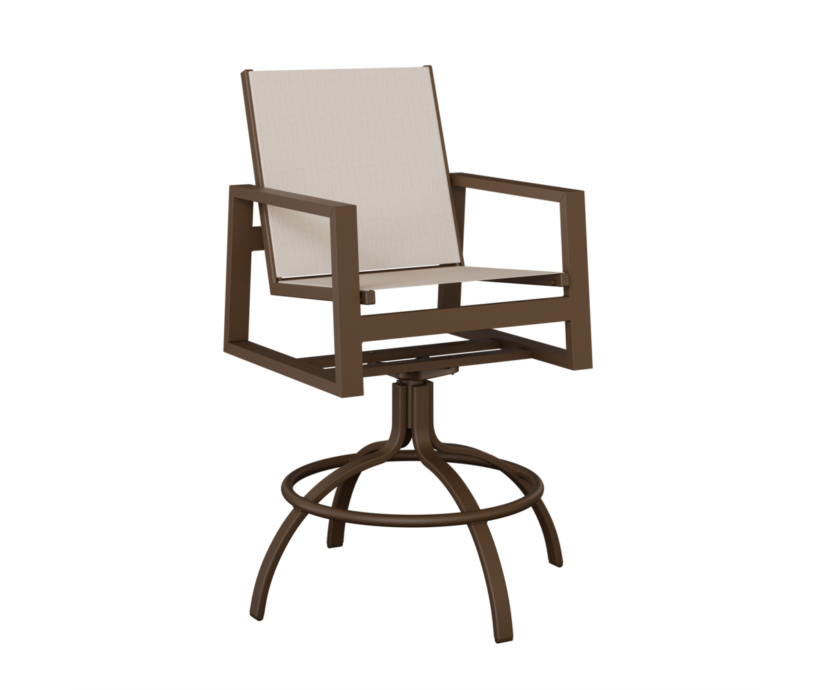 Vida Sling Swivel Chair Balcony Height Mesquite Wood Vein Augustine Oyster None