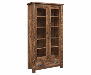 El Paso Bookcase w/ Full Length Glass Doors and Drawer