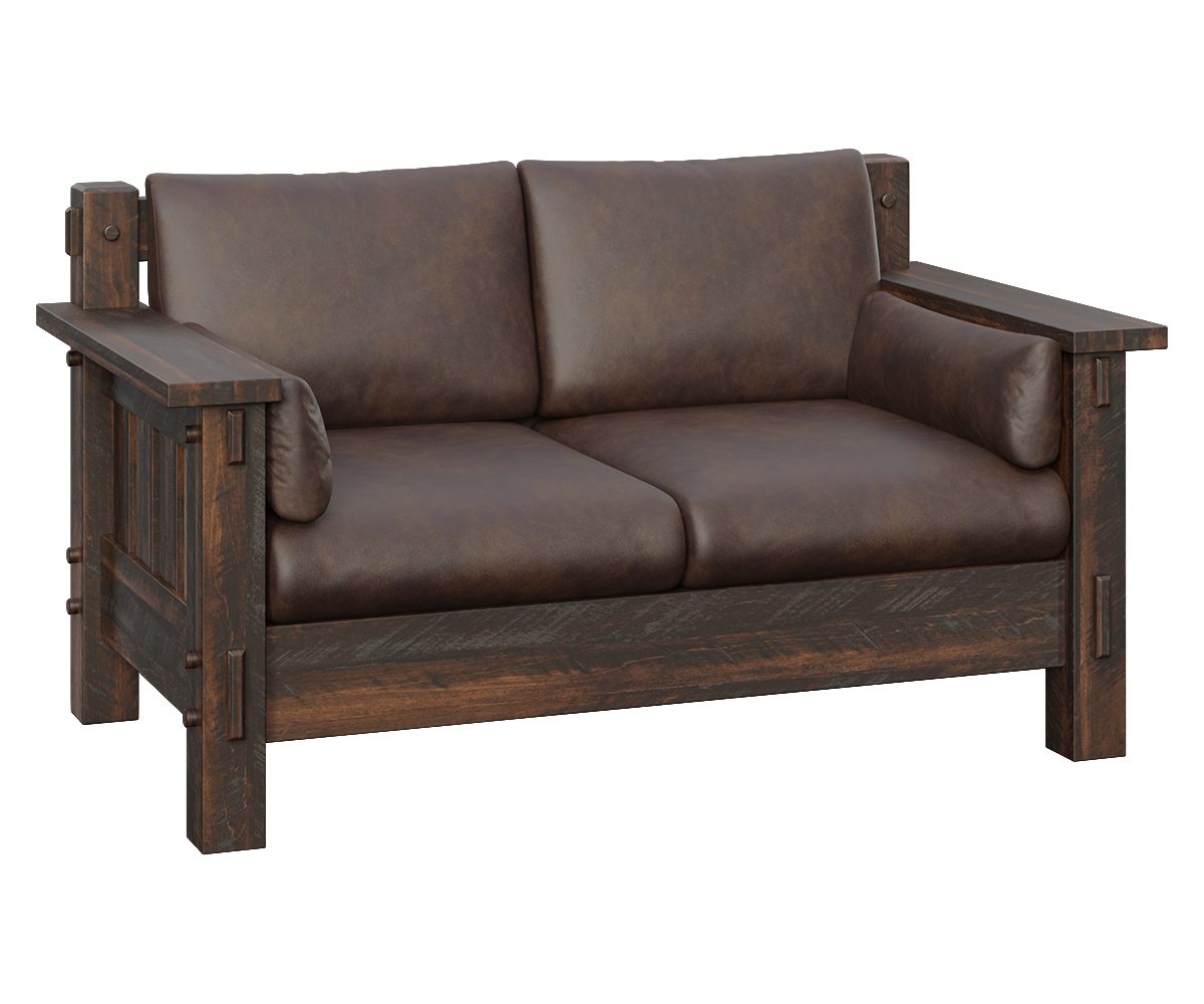 Houston RS02 Loveseat Brown Maple FC Earthtone Brown Leather