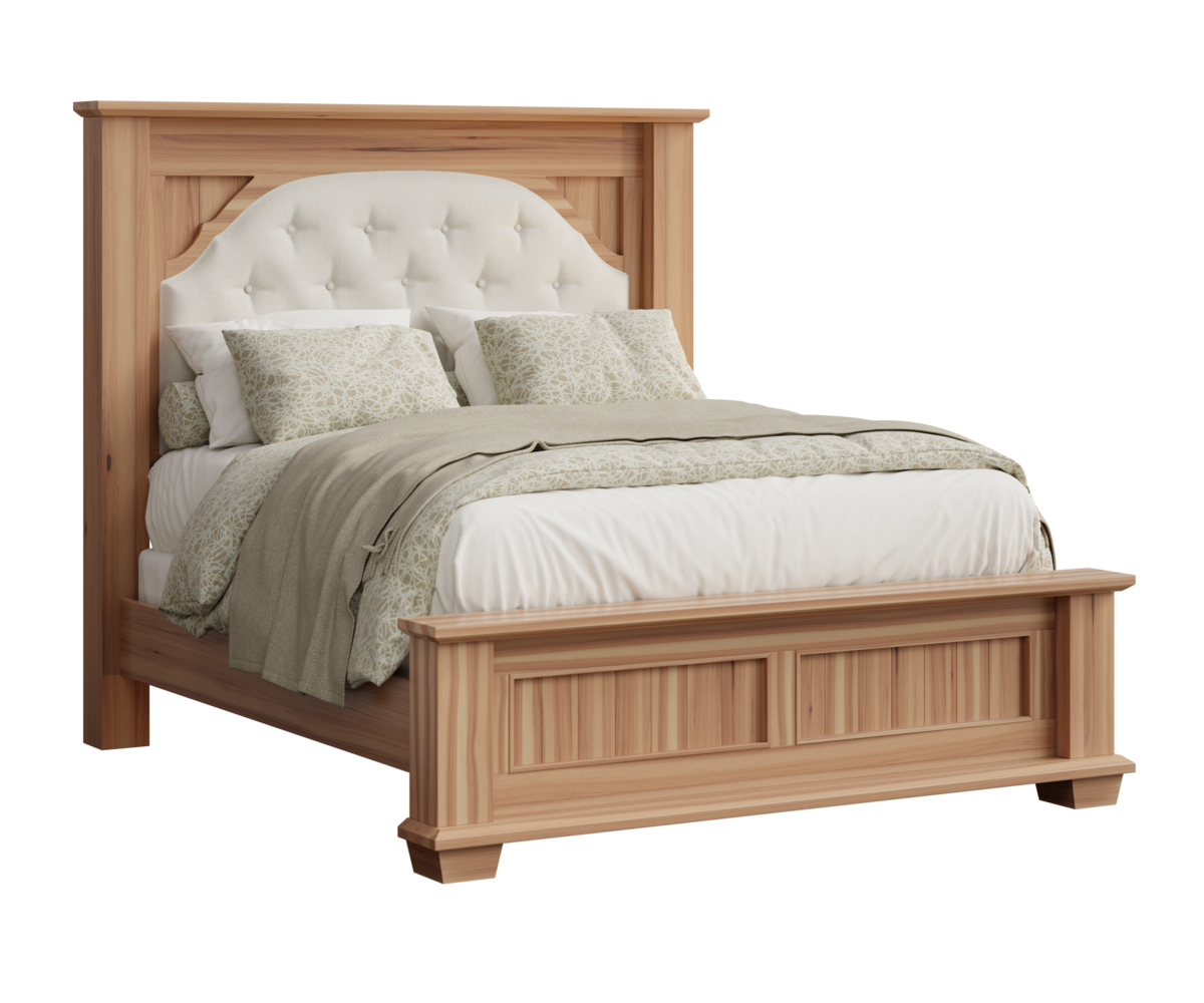 JR Woodworking Burlington King Bed Fabric Headboard Rustic Hickory S Bamboo