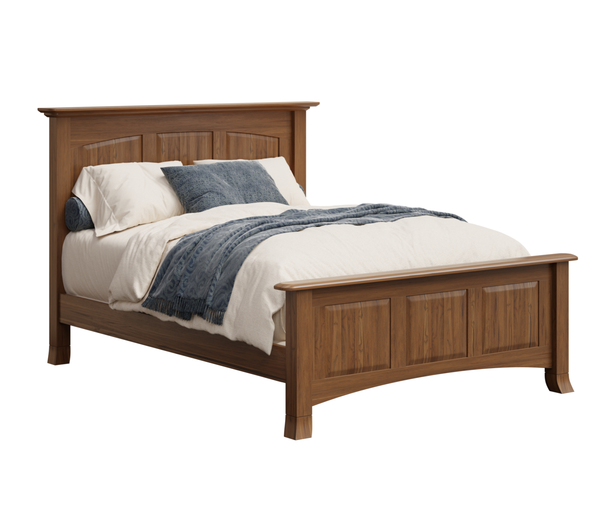 JR Woodworking Carlisle Queen Bed Rustic Hickory FC Almond