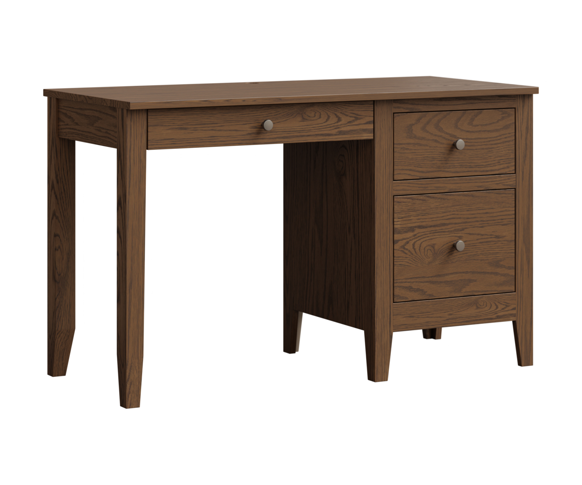 lamb woodworking builders ashton single pedestal desk satin nickel oak fc oak almond