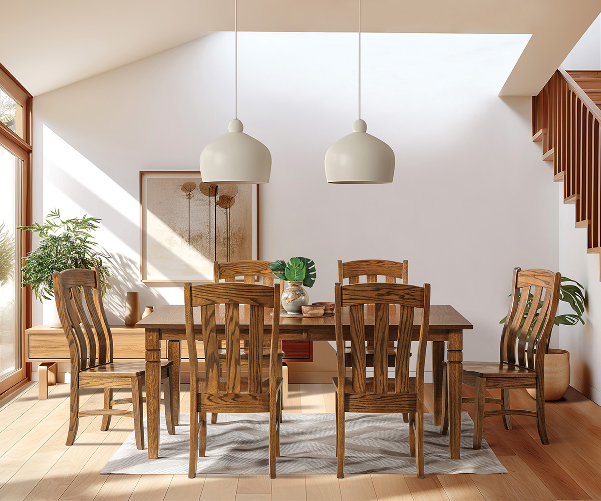 Abilene CHairs with Ludington Leg Table Room Setting Cropped