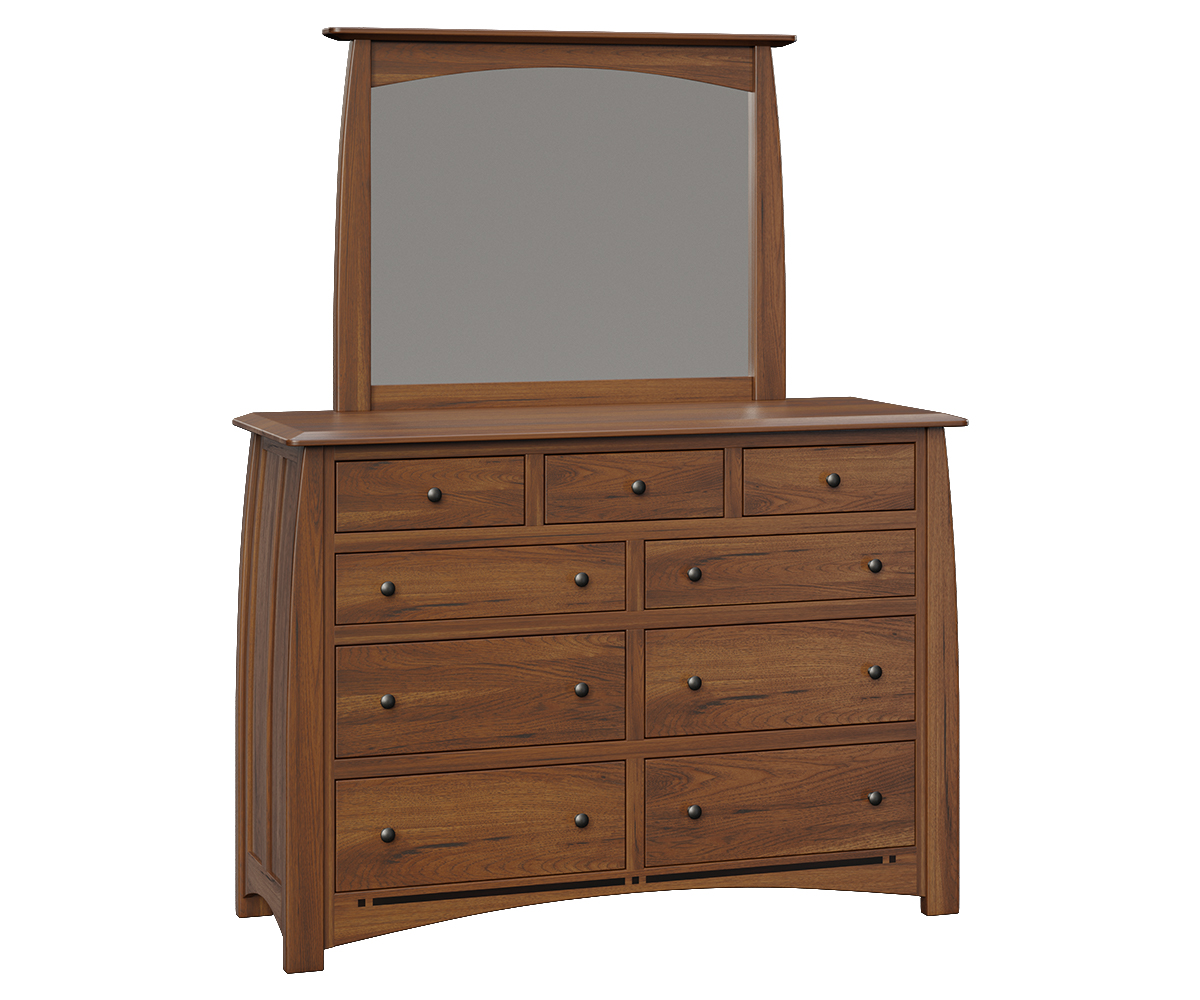 Boulder Creek Tall Dresser With Mirror Rustic Hickory FC Golden Harvest