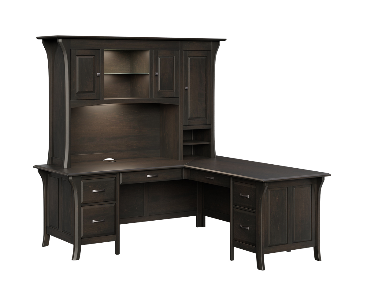 Ensenada L Shaped Desk With Hutch Brown Maple OCS Dark Knight.tif