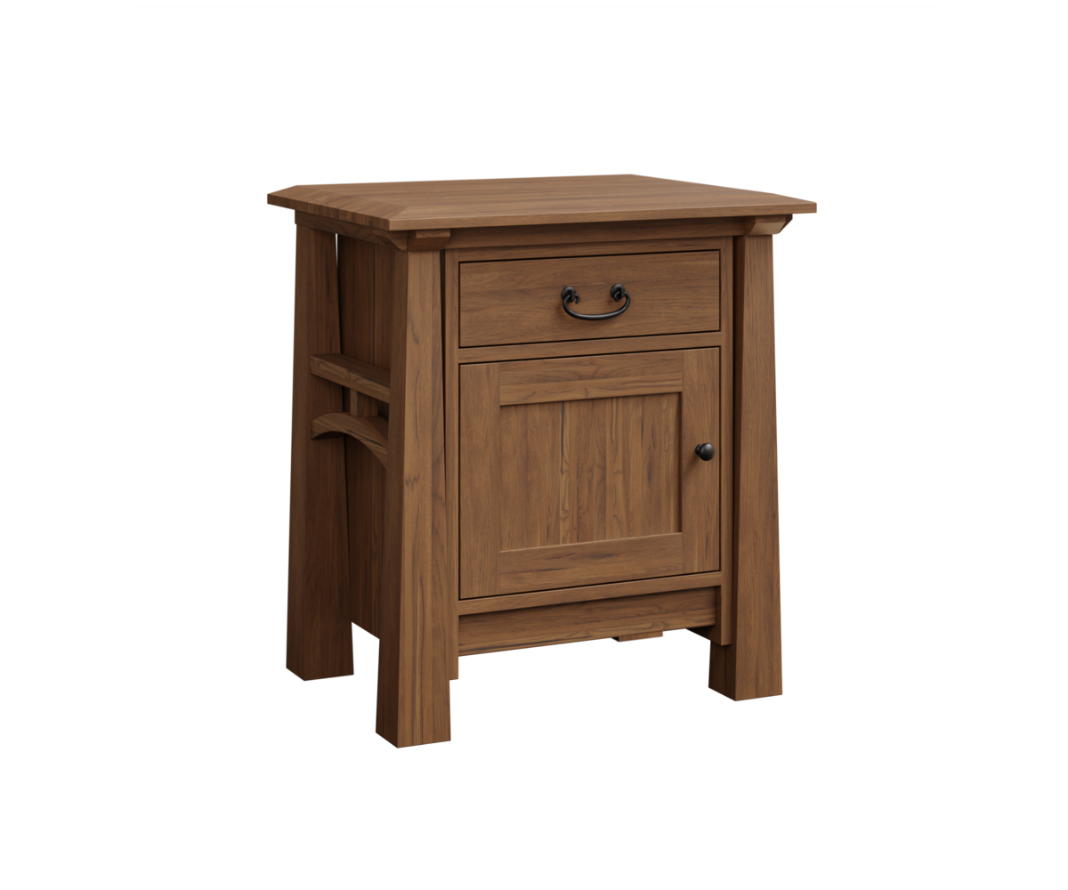 JR Woodworking Artesa 1 Drawer 1 Door Nightstand Rustic Hickory FC 42000 Almond