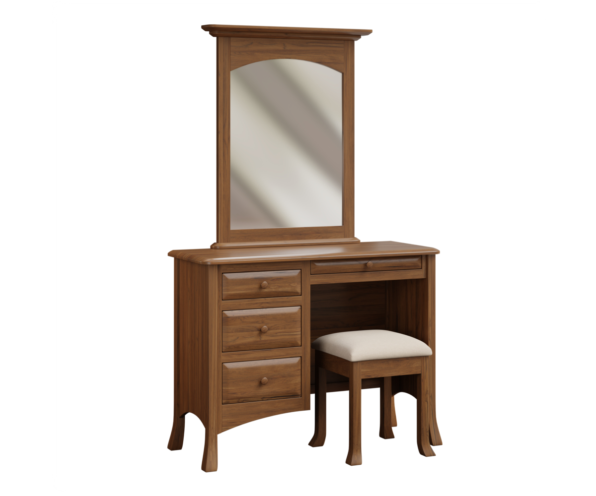 JR Woodworking Carlisle Vanity Dresser With Mirror Rustic Hickory FC Almond