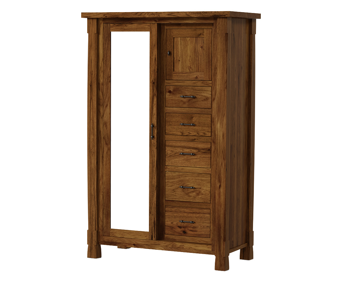 PRD OR5CR46SM Ouray Sliding Door Chifferobe Rustic Hickory Tavern Stain 1