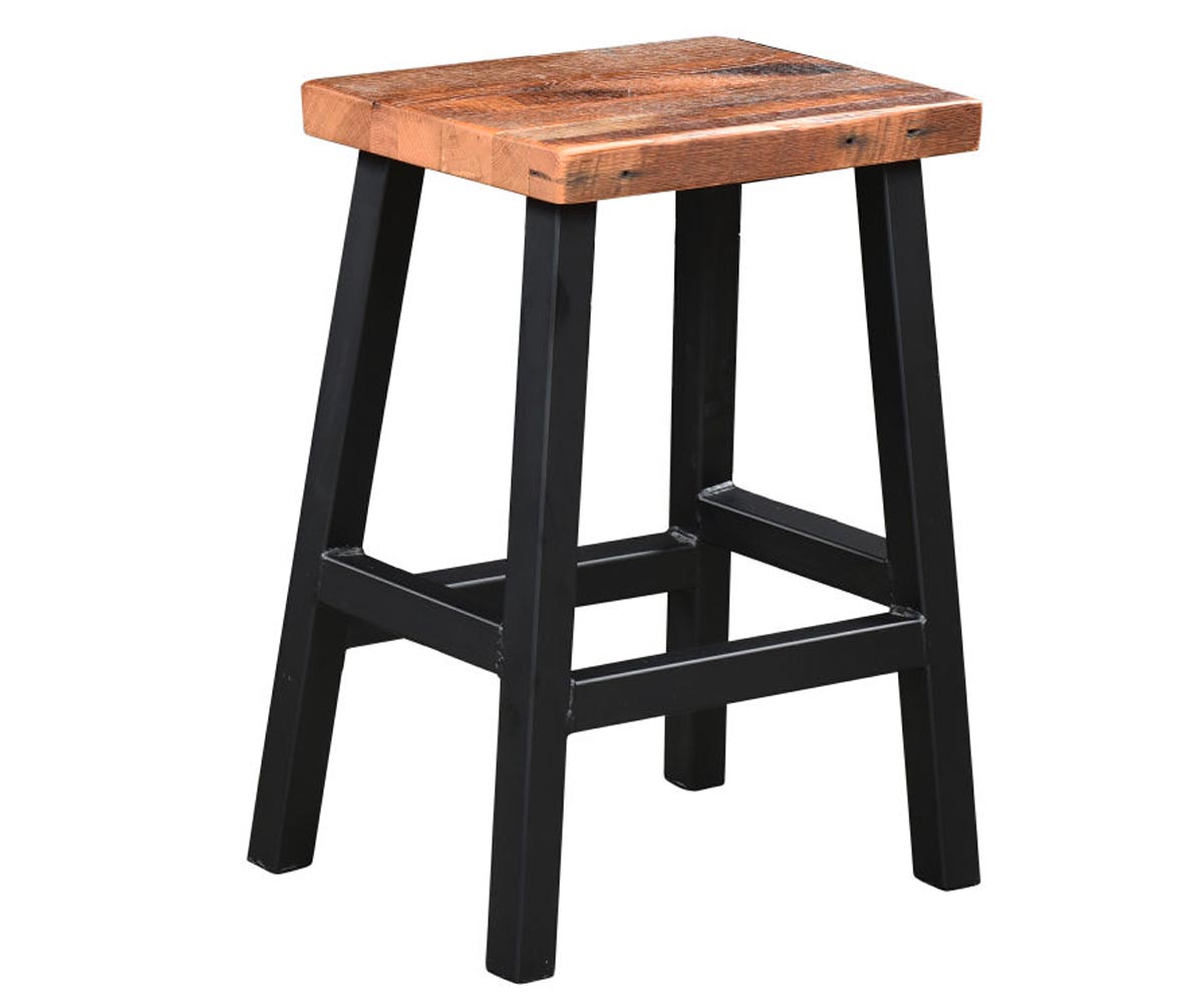 UBF Barnwood Bar Stool with Metal Base