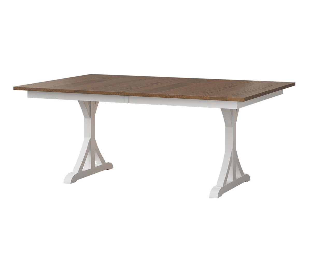 UBF Trenton Trestle Table Top Rustic White Oak FC Lightbrown Base Brown Maple OCS White Paint