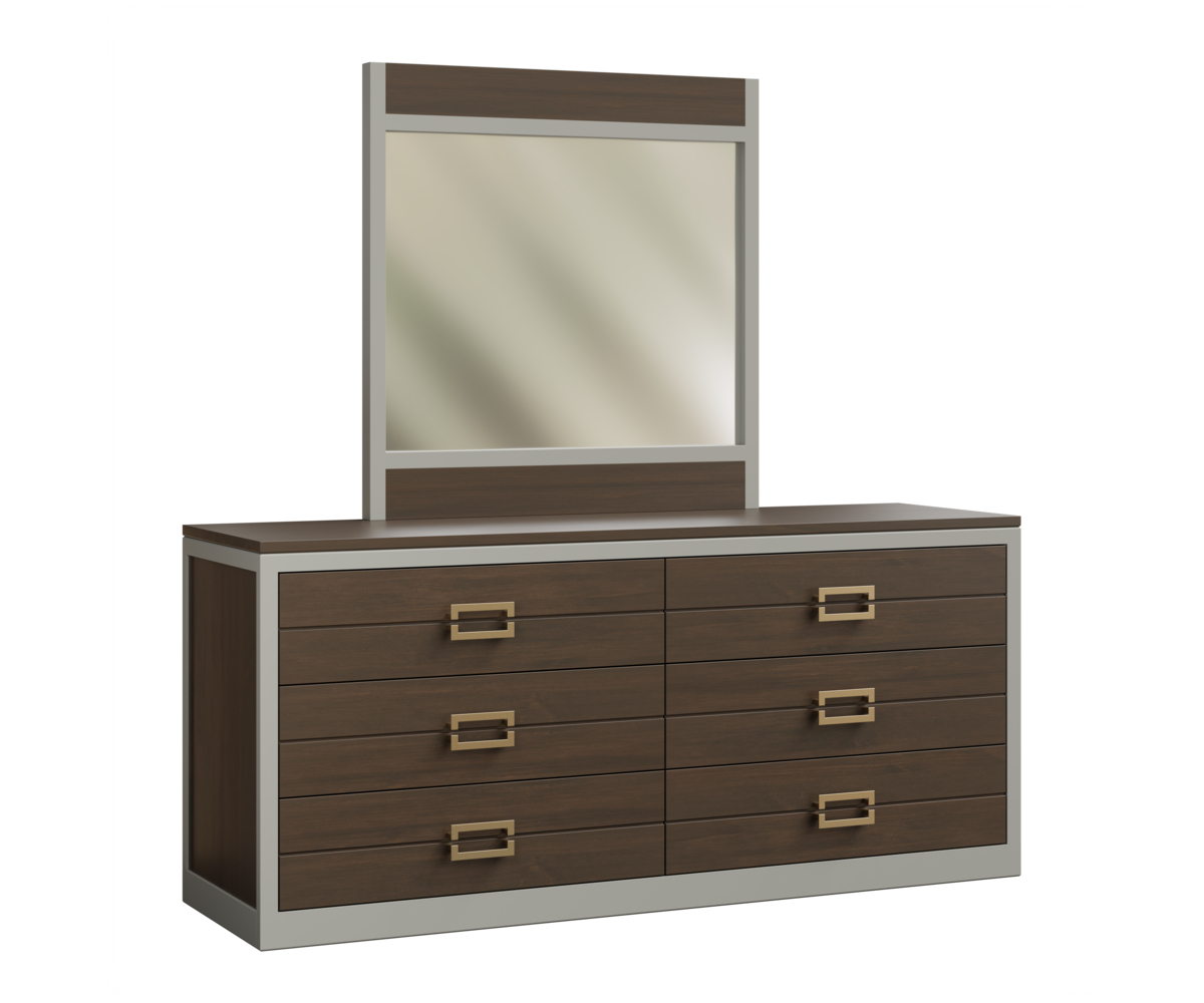 Urban Barnwood Sarasota 6 Drawer Dresser With Mirror Brown Maple FC Charwood