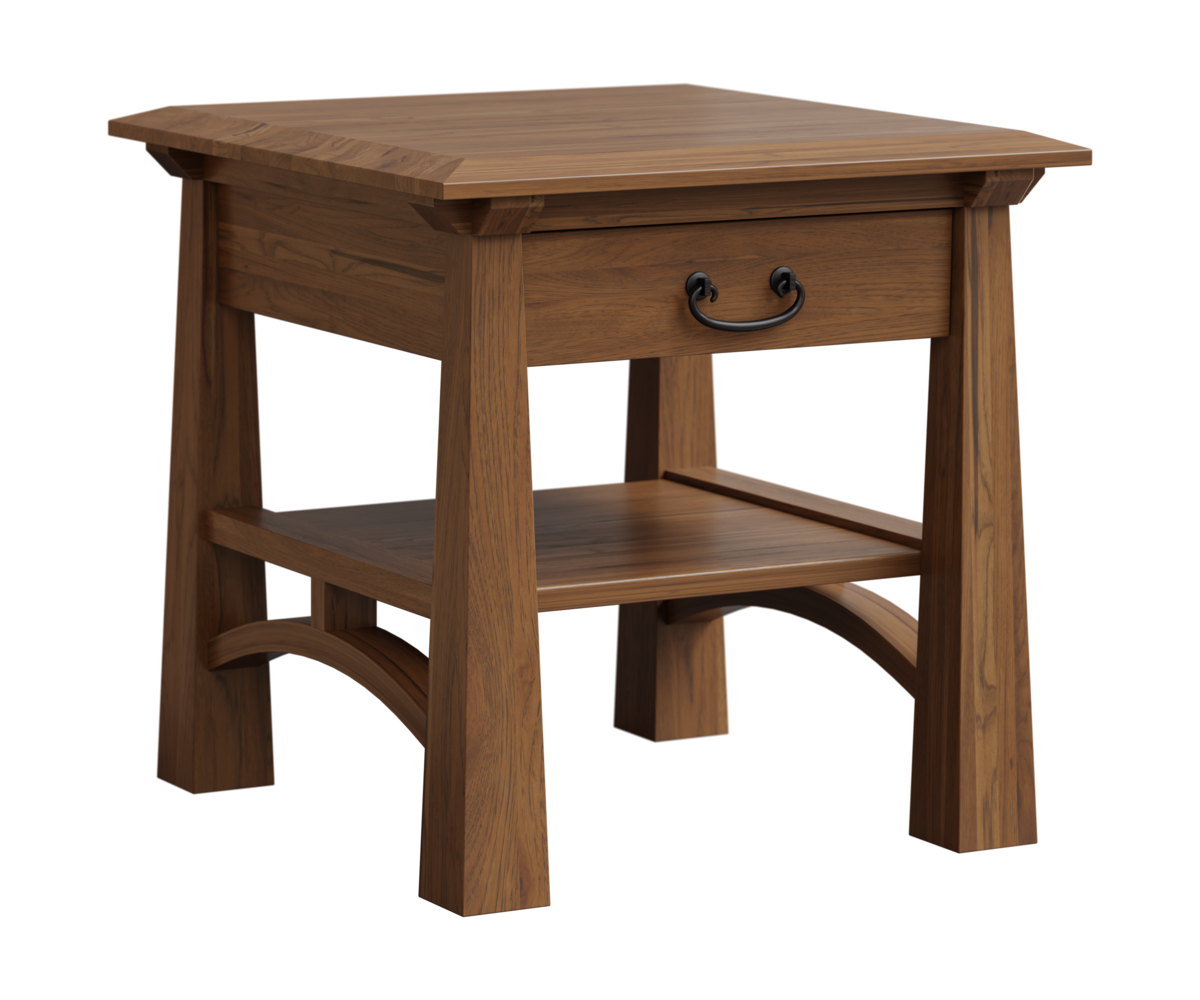 forks valley woodworking artesa end table with drawer rustic hickory fc hickory almond