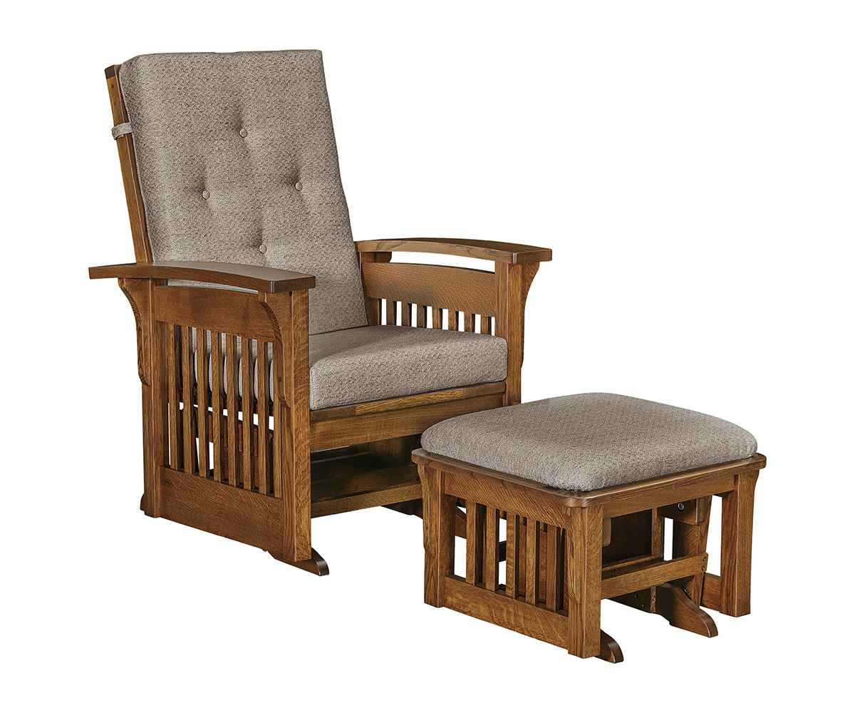 AJs Furniture Bow Arm Slat Glider with Ottoman