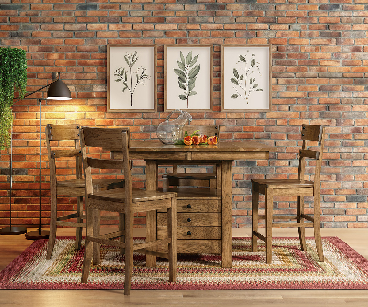 Monarch Cabinet Table Artisan Monarch Chairs Room Setting Cropped