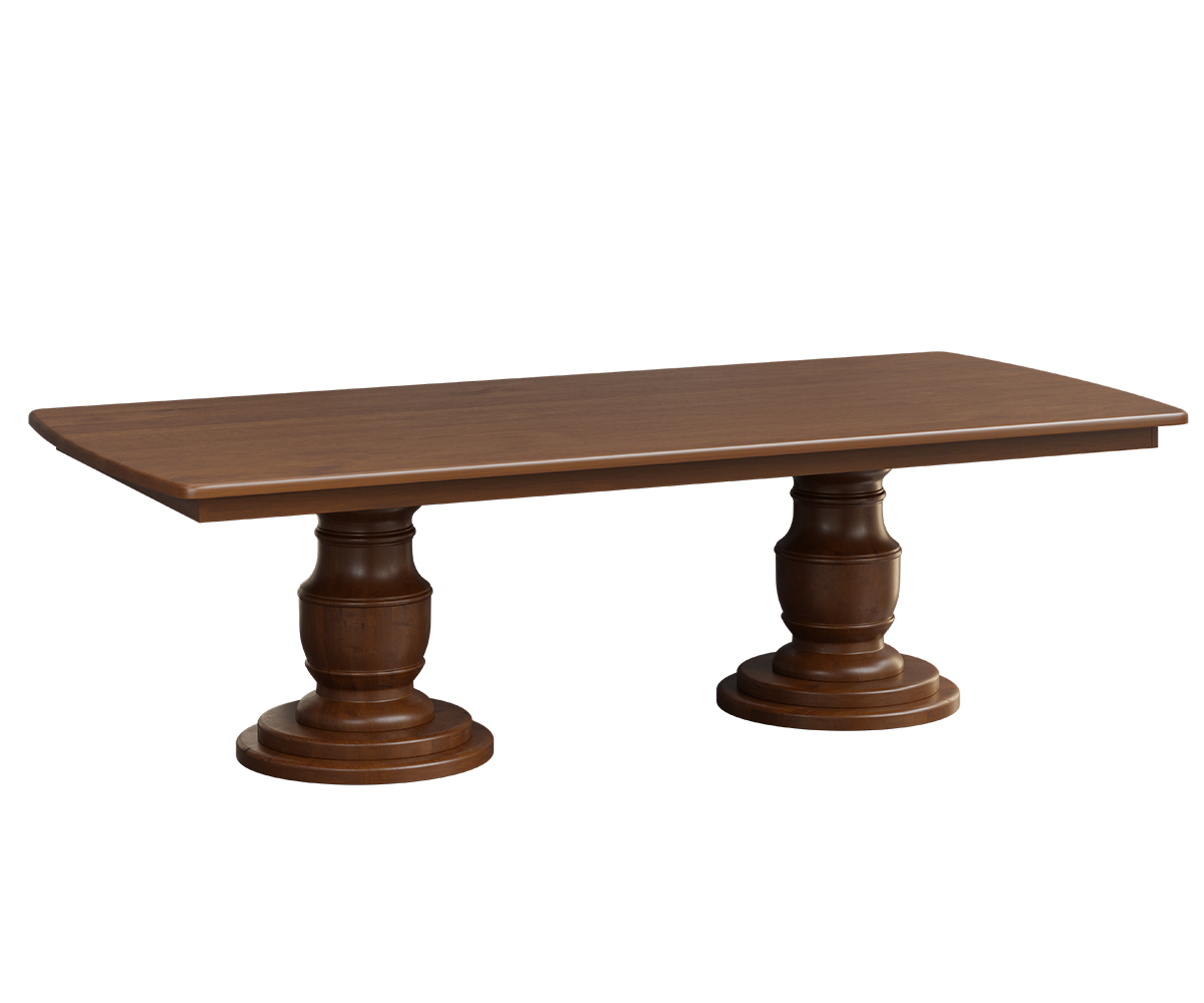 West Point Woodworking Burlington Double Ped 108in Table Brown Maple FC Asbury Brown 1 1