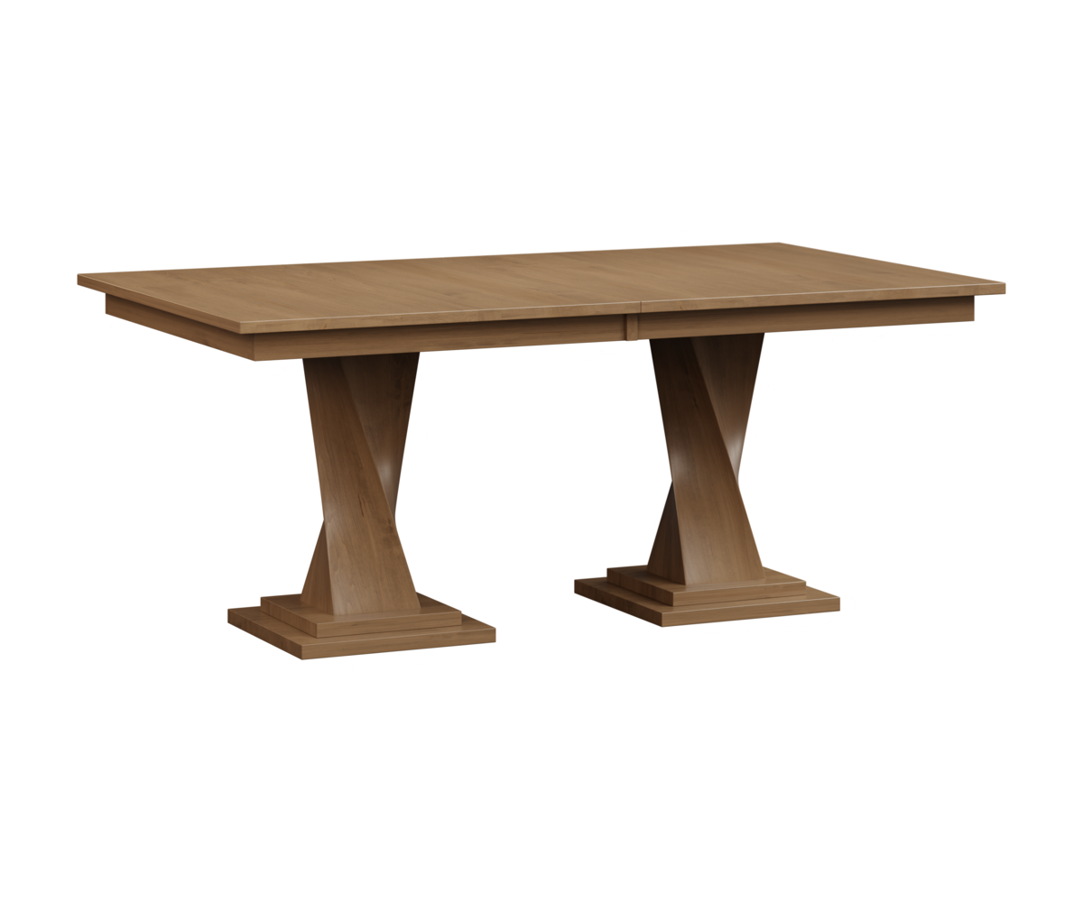 West Point Woodworking Lexington MINI Double Pedestal Table Brown Maple FC Sandstone Brown Maple FC Sandstone