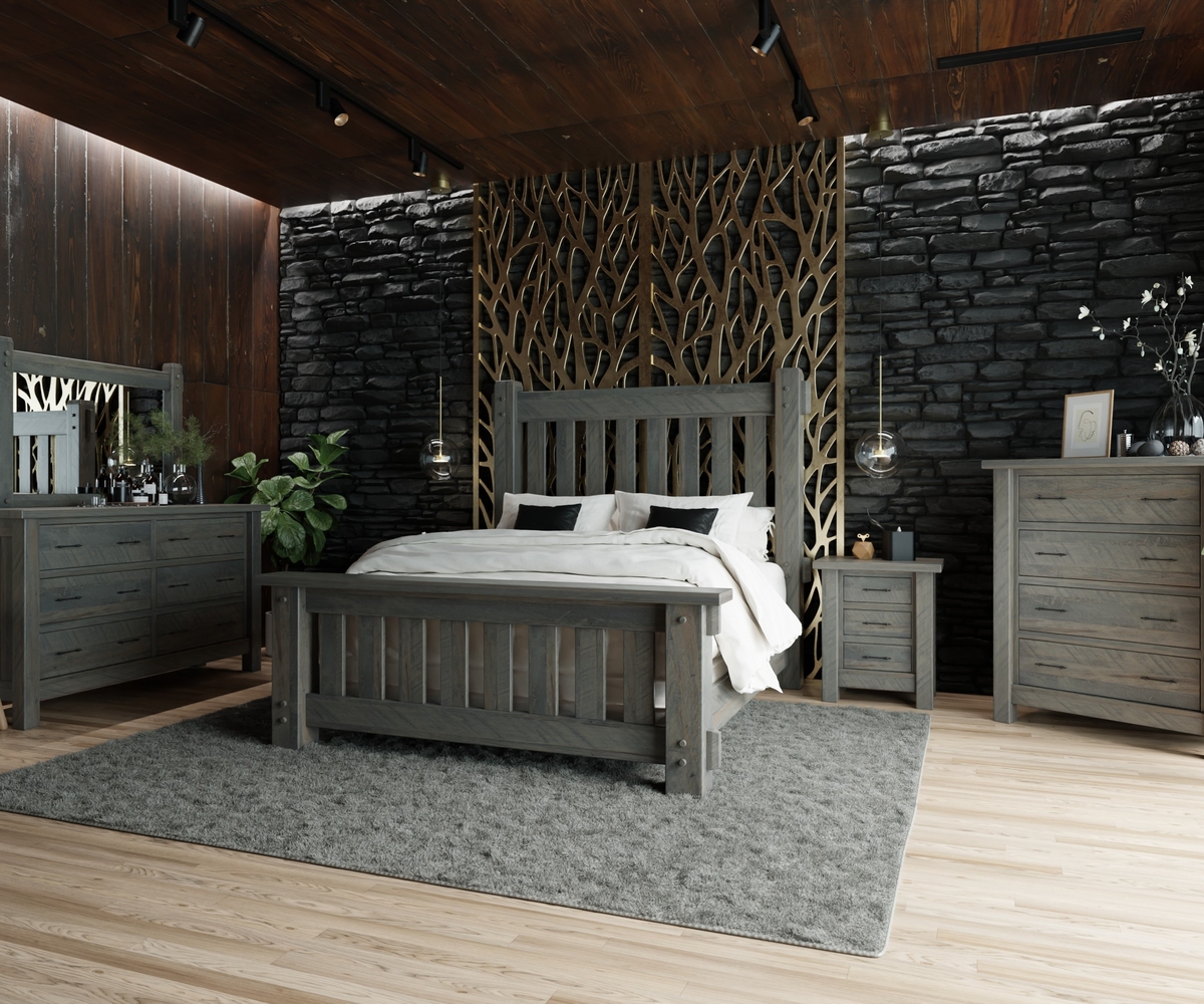 Houston Room Setting Roughsawn Brown Maple FC 11434 Driftwood