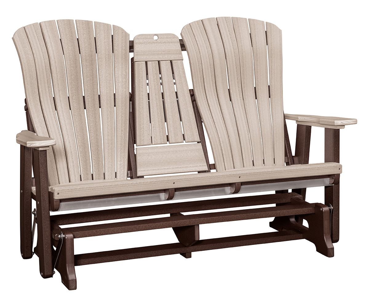 LPF LA Patio 5 Foot Comfy Glider Combo Chairs Middle Up Seashell Tudor Brown