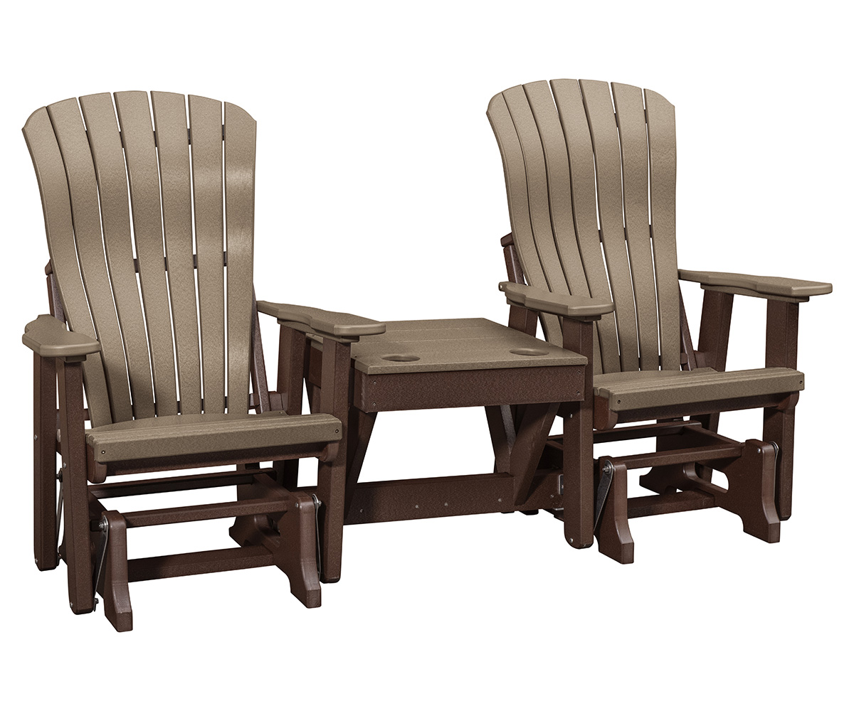 LPF LA Patio Comfy Glider Combo Chairs Weatherwood Tudor Brown