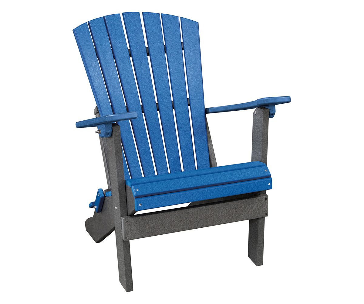 LPF LA Patio Fan Back Folding Adirondack Chair Blue Dark Gray e1775140895495