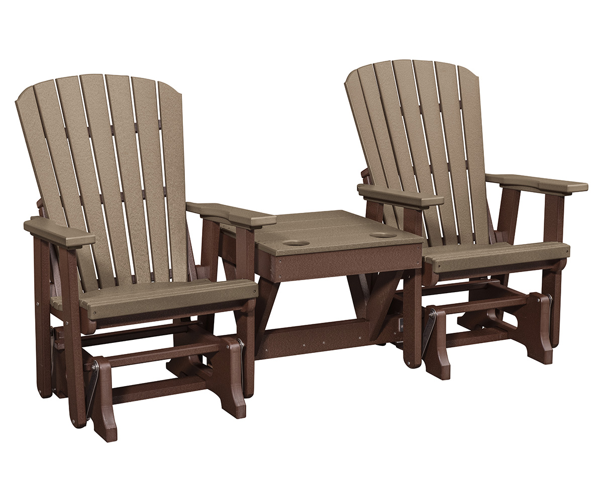 LPF LA Patio Fan Back Glider Combo Chairs Weatherwood Tudor Brown