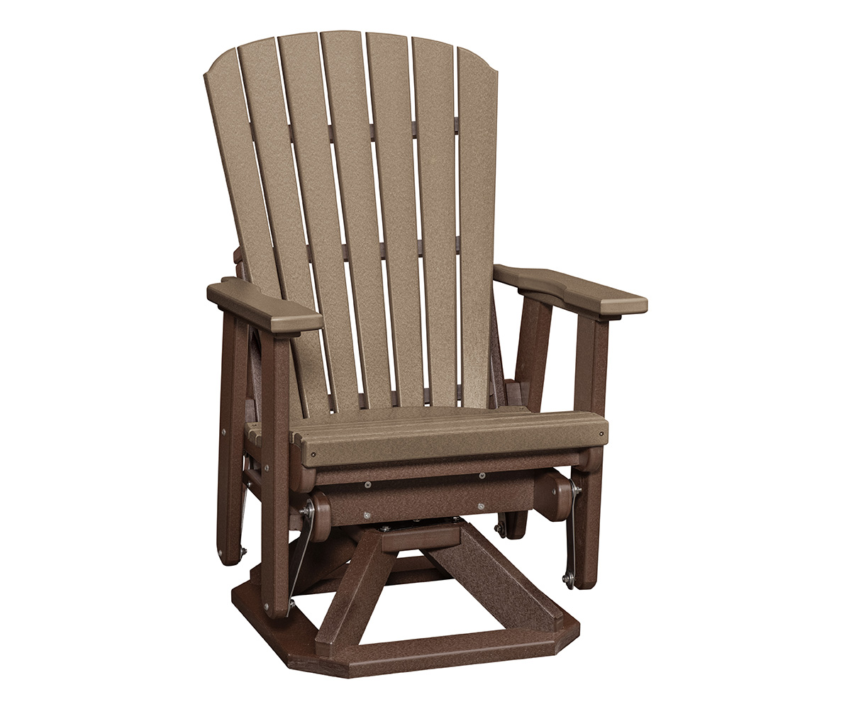LPF LA Patio Fan Back Swivel Glider Chair Weatherwood Tudor Brown