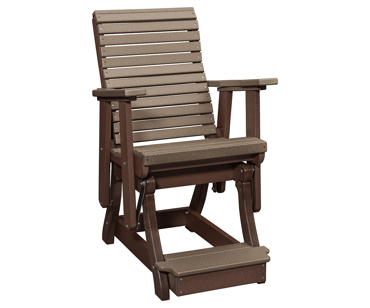 LPF LA Patio Roll Back Balcony Glider Chair Weatherwood Tudor Brown