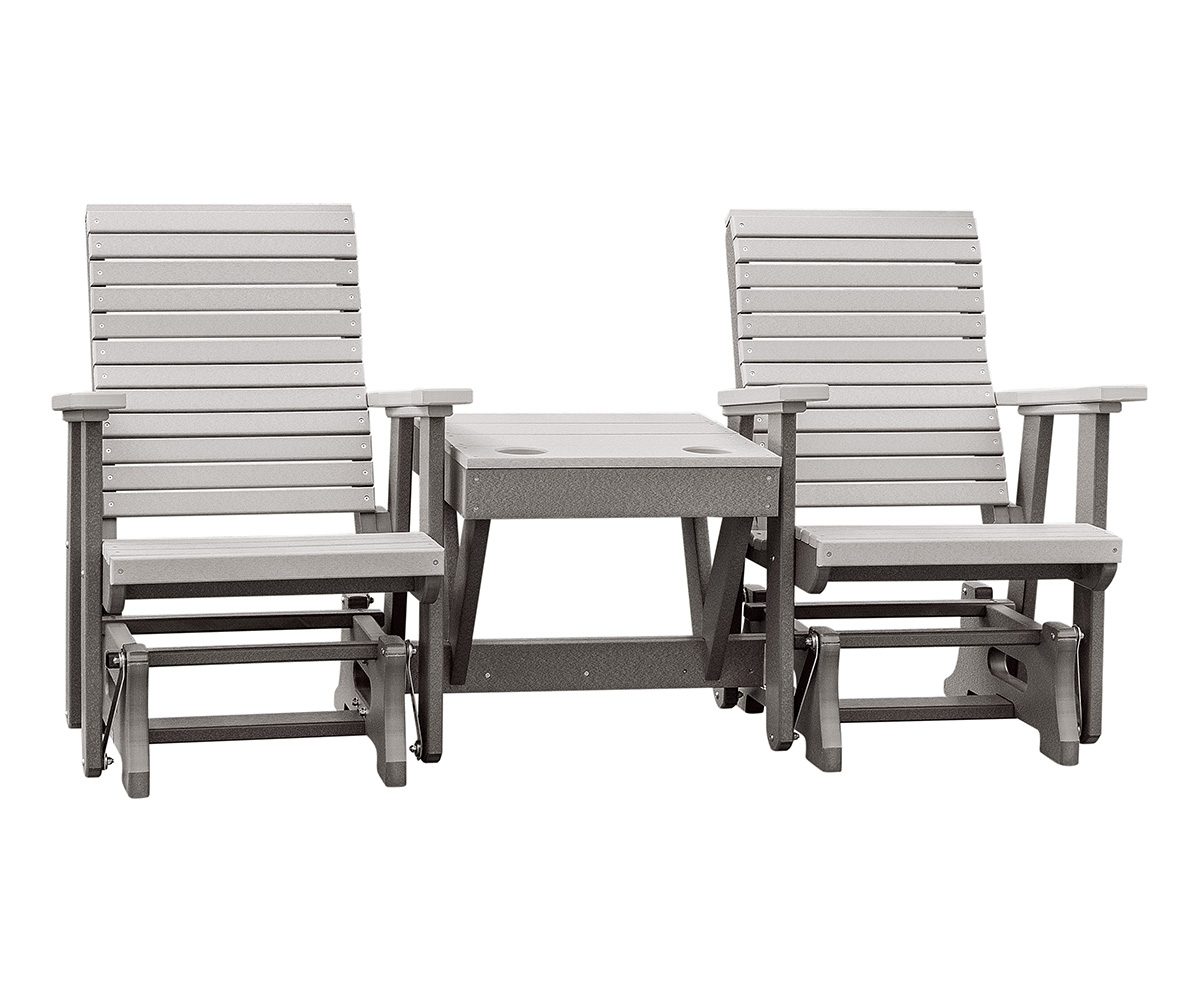LPF LA Patio Roll Back Glider with Center Table Light Gray Dark Gray e1775144606889