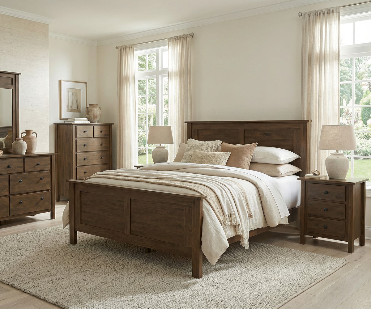 SEF Southedge Furniture Wingate Collection Room Setting Brown Maple OCS Coco Cropped