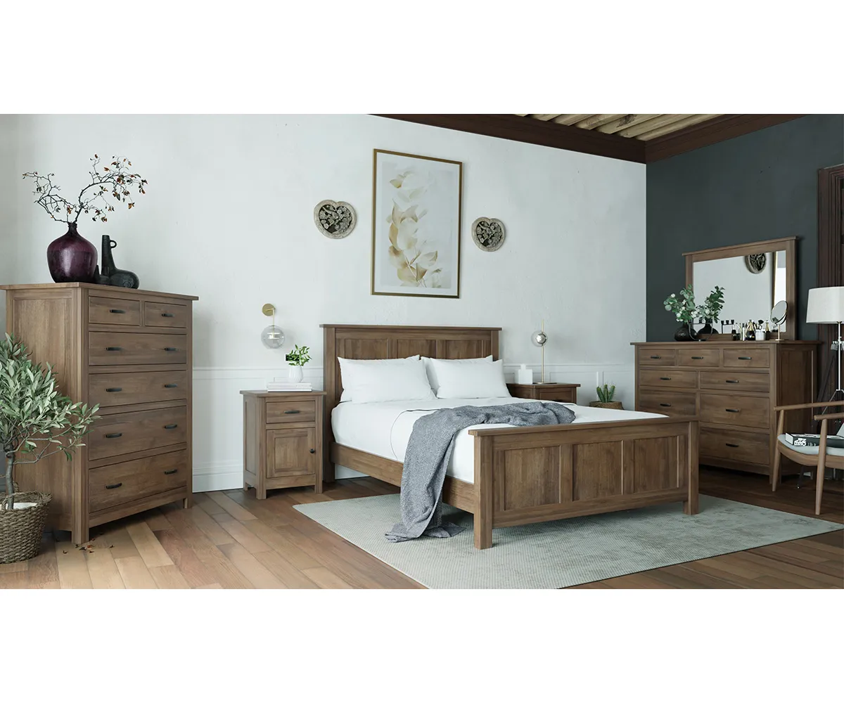 Flush Mission Bed with Fabric Headboard - Image 5